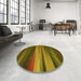 Round Patterned Dark Golden Brown Rug in a Office, pat372yw