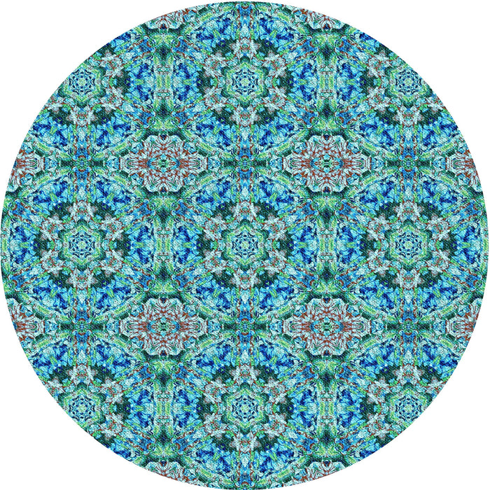 Square Patterned Turquoise Green Rug, pat3720lblu