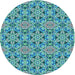 Square Patterned Turquoise Green Rug, pat3720lblu