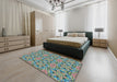 Machine Washable Transitional Blue Green Rug in a Bedroom, wshpat3720