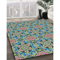 Patterned Blue Green Modern Rug, pat3720