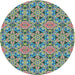 Sideview of Patterned Blue Green Modern Rug, pat3720