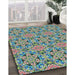 Patterned Blue Green Modern Rug in Family Room, pat3720