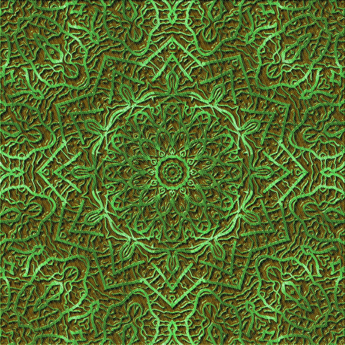 Round Patterned Bakers Brown Rug, pat3721grn