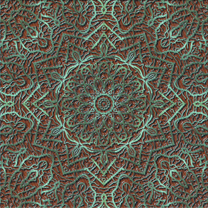 Round Patterned Dull-Sea Green Rug, pat3721lblu