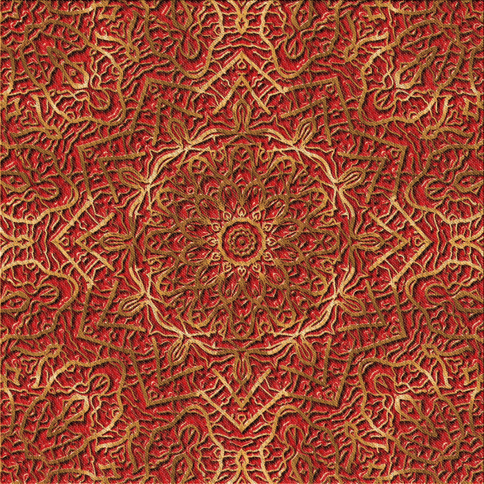 Round Patterned Orange Rug, pat3721org