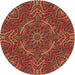 Square Machine Washable Transitional Tomato Red Rug, wshpat3721