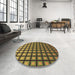 Round Patterned Brown Rug in a Office, pat3722brn