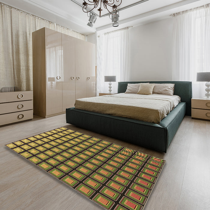 Patterned Brown Rug in a Bedroom, pat3722brn