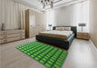 Patterned Deep Emerald Green Rug in a Bedroom, pat3722grn