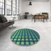 Round Patterned Lime Mint Green Rug in a Office, pat3722lblu