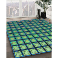 Patterned Lime Mint Green Rug, pat3722lblu