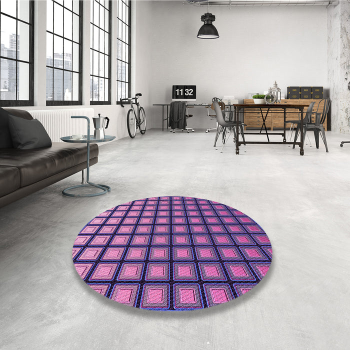 Round Patterned Purple Rug in a Office, pat3722pur