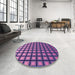 Round Patterned Purple Rug in a Office, pat3722pur