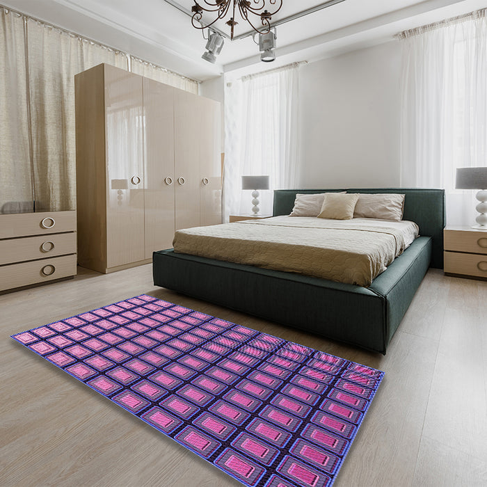 Round Machine Washable Transitional Purple Rug in a Office, wshpat3722pur