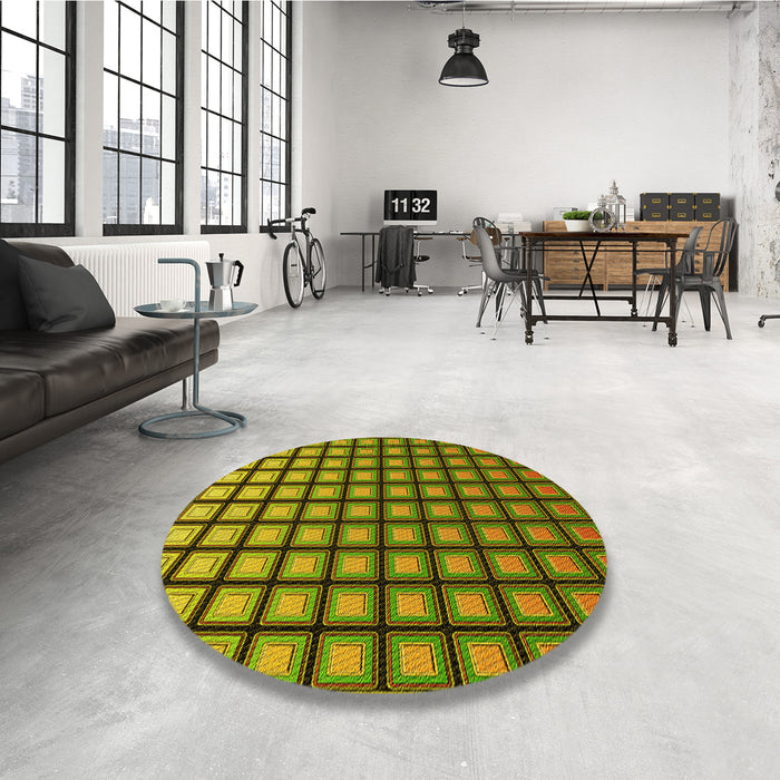 Round Patterned Pistachio Green Rug in a Office, pat3722yw