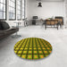 Round Patterned Pistachio Green Rug in a Office, pat3722yw