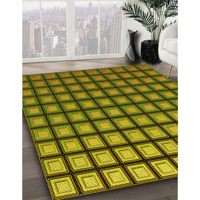 Patterned Pistachio Green Rug in Family Room, pat3722yw