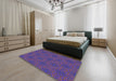 Machine Washable Transitional Bright Purple Rug in a Bedroom, wshpat3723