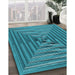 Machine Washable Transitional Teal Green Rug in a Family Room, wshpat3724lblu