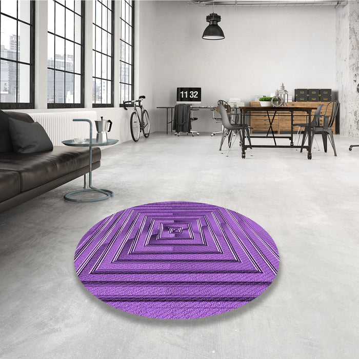Round Patterned Purple Rug in a Office, pat3724pur