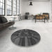 Round Patterned Gray Rug in a Office, pat3725gry