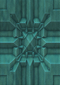 Machine Washable Transitional Dark Cyan Green Rug, wshpat3725lblu