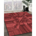 Patterned Tomato Red Rug in Family Room, pat3725rd