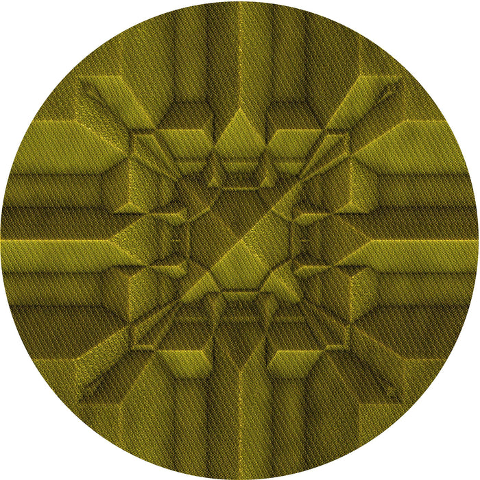 Square Patterned Dark Yellow Green Rug, pat3725yw