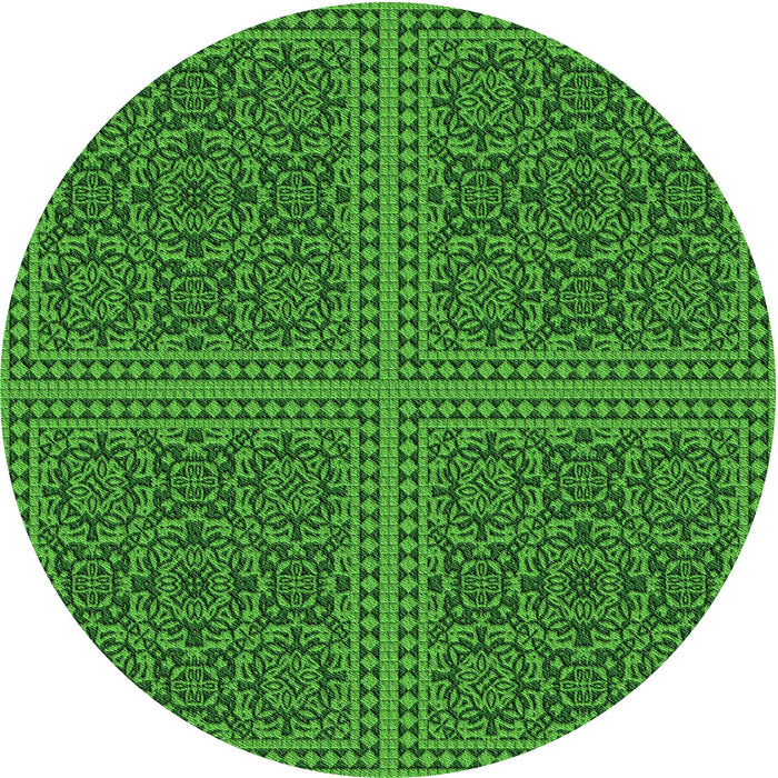 Square Patterned Deep Emerald Green Rug, pat3726grn