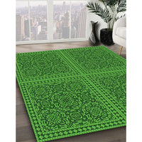 Patterned Deep Emerald Green Rug, pat3726grn