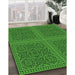 Patterned Deep Emerald Green Rug in Family Room, pat3726grn