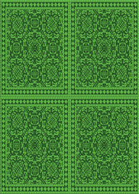 Machine Washable Transitional Deep Emerald Green Rug, wshpat3726grn