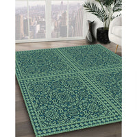 Patterned Mint Green Rug, pat3726lblu