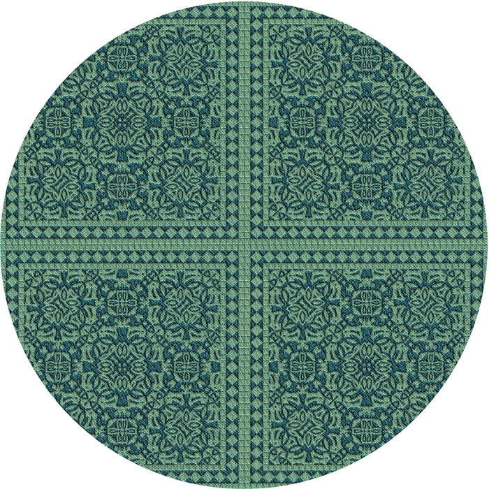 Square Patterned Mint Green Rug, pat3726lblu