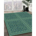 Machine Washable Transitional Mint Green Rug in a Family Room, wshpat3726lblu