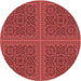 Square Patterned Red Rug, pat3726rd