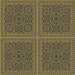 Square Patterned Copper Green Novelty Rug, pat3726