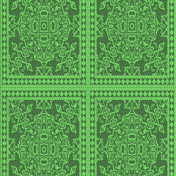 Machine Washable Transitional Forest Green Rug, wshpat3727grn