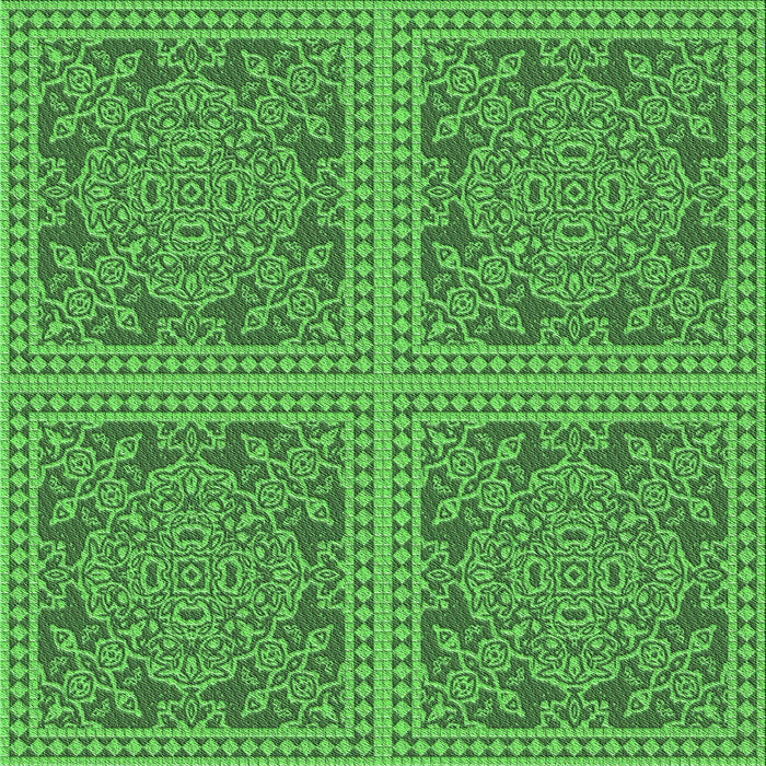 Round Machine Washable Transitional Forest Green Rug, wshpat3727grn