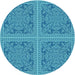 Square Machine Washable Transitional Bright Turquoise Blue Rug in a Living Room, wshpat3727lblu