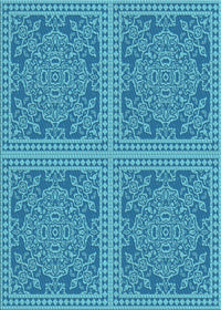 Machine Washable Transitional Bright Turquoise Blue Rug, wshpat3727lblu