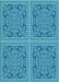 Machine Washable Transitional Bright Turquoise Blue Rug, wshpat3727lblu