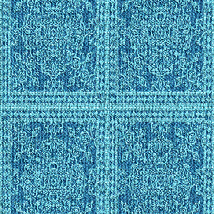 Machine Washable Transitional Bright Turquoise Blue Rug, wshpat3727lblu