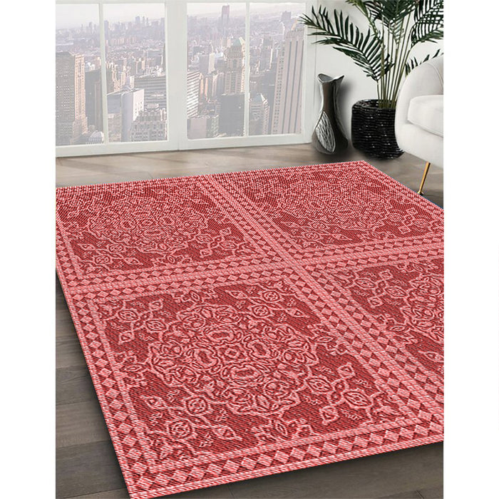 Machine Washable Transitional Red Rug in a Family Room, wshpat3727rd