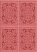 Machine Washable Transitional Red Rug, wshpat3727rd