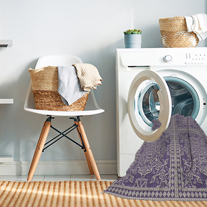 Patterned Purple Abstract Machine Washable Rug in a Washing Machine, wshpat3727