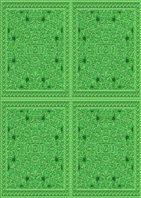 Machine Washable Transitional Neon Green Rug, wshpat3728grn