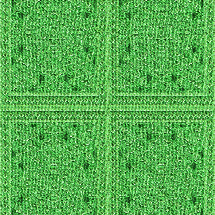 Machine Washable Transitional Neon Green Rug, wshpat3728grn