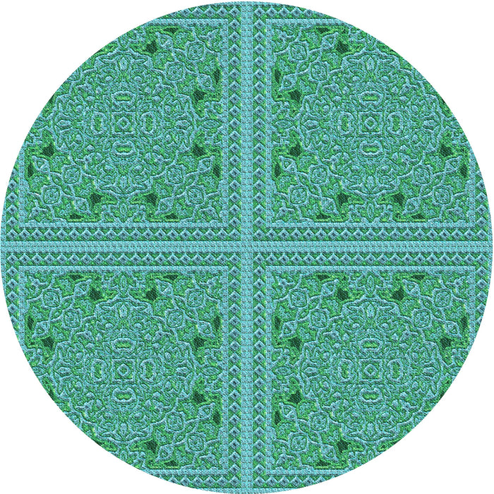 Square Machine Washable Transitional Turquoise Green Rug in a Living Room, wshpat3728lblu